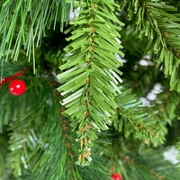 SPORTAZA Idi 7. FT naopako zelena božićna stablo šarkirana smreka, vrhovi grana, sa crvenim umjetnim bobicama, PVC borovim igle, umjetnim praznim božićom božićom za dom, ured