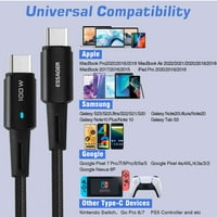 Urban USB C do USB C kabel 10ft 100W, USB 2. TIP CUPLING Kabel Brzi naboj za Samsung Galaxy S Ultra,