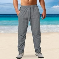 Hlače za muškarce muške proljeće ljetne pruge pamučne posteljine casual sportske hlače muške hlače