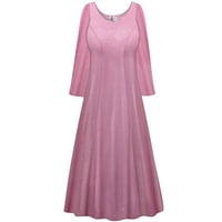 Velika ekstra visoka ženska haljina meka ružičasta pjenušava dizajner za ispis dugih rukava princeze