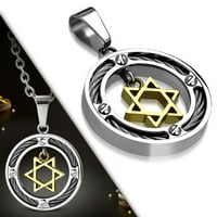 Nehrđajući čelik dvotonska jevrejska zvijezda David Boys muške ogrlice, 22