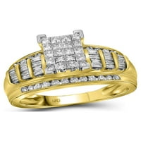 Jewels 10kt Žuto zlatna princeza Dijamantni klaster mladenka za venčani prsten za vjenčanje CTTW -
