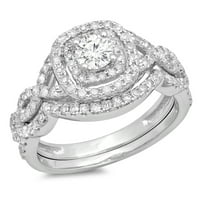 DazzlingRock kolekcija 1. Carat 10k bijeli dijamant Swirl Bridal Halo Angažman prsten CT, bijelo zlato,