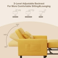 Kauč ​​na razvlačenje ležaljka u 1, kabriolet stolica krevet za jednu osobu, žuta