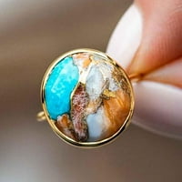 Xinqinghao Novo pozlaćeno vintage mješovito u boji dragi prsten ženski modni prsten nakit poklon zlato