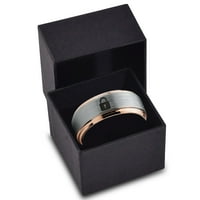 Tungsten Privatnost Padlock Lock Band prsten za muškarce Žene Udobnost FIT 18K Rose Gold Step Bevel