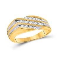 Jewels 10kt dvotonski zlatni mens okrugli dijamant dijagonalni red modnog prstena CTTW veličine 10