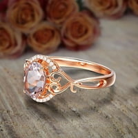 Prodaja 1. Carat 8x ovalni morgatit i dijamantski moissitni zaručni prsten za vjenčani prsten u 10k