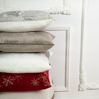 Sretan božićni baršunasti izvezeni dekorativni jastuk za bacanje, crvena i siva, 18 18