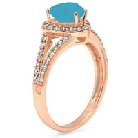 1. CT Sjajno srce Clear Simulirani dijamant 18K ružičasto zlato halo pasijans sa accentima prsten sz