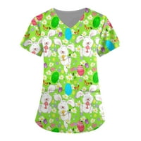 Bluze za žene Ljetni džepni pilići Radni bluze za žene V izrez kratki rukav zeleni s ženskim vrhovima