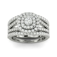 1 4CT jastuk Halo Diamond Angagement Wedding Ring Set 10k bijelo zlato
