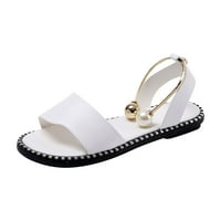 Honeeladyy sandale za žene ravne papuče otvoreni nožni perel comfy plaža rimske cipele Flip flop ženske