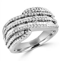 MDR130046-6. 0. CTW okrugli i baguette Cut Diamond modni koktel prsten u 14k bijelo zlato - veličina