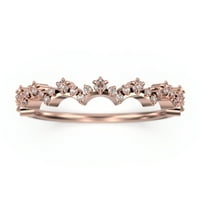0,50ct dijamantski moissan ivični prsten 18k ružičasto zlato preko srebrnog vjenčanog pojasa