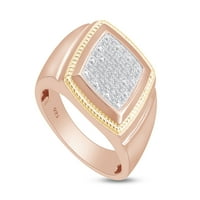 Carat okrugli rez bijeli prirodni dijamantski godišnjički prsten za muške u 14K ružičastog zlata preko