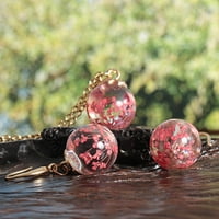 Archer Fashion Women Sušeni cvjetni stakleni kuglični privjesak Privjesak ogrlica nakita nakita