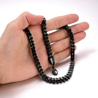 LainsProma čvrst lanac Muška ogrlica od nehrđajućeg čelika Crna muška ogrlica s ogrlicama