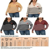 Džemper veličine HAITE PLUS za žene na pola zip prugaste dugih rukava dame preveliki skakač gornji pulover