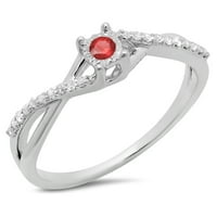 Dazzlingock kolekcija 10k okrugli ruby ​​& White Diamond Swirl Split Shank Obećaj zaručnički prsten,