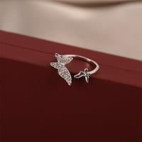 ZTTD moda Južnokorejski stil Jednostavan visokokvalitetni dijamantski otvor leptir prsten ženska modna