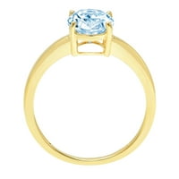 2.0ct ovalni rez prirodni švicarski plavi topaz 18K žuti zlatni angažman prsten veličine 6,5