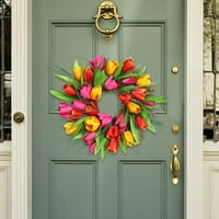 TULIP Wear do cvjetni vijenci za ulazne vrata, proljetni svileni vijenac sa zelenim lišćem za zidni