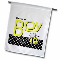 Njezin dječak - slatka žuta bumbar pčela crna i bijela polka točkica vrtna zastava FL-57105-2
