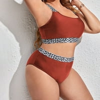 CETHRIO bikini vrhovi za žene - modni ljetni plus veličine Torp Torp solid leopard Print High Crveni