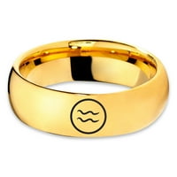Volfram horoskop Vodolija Band prsten muškarci Žene Udobne cipele 18K žute zlatne kupole polirano