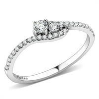 Alamode DA382- Ženski prsten od nehrđajućeg čelika visokog poliranog čelika sa AAA CRT CZ-a u Clear