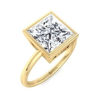 Pearl - Moissite Princess Cut Lab Diamond Bezel Postavite zaručnički prsten