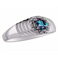 * Rylos muns dizajnerski stil Halo simulirani alexandrit mistic Topaz & Diamond Ring - June Birthstone
