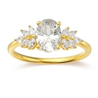 Modni angažman prsten 10k žuti zlatni ovalni moissanitni prstenovi za žene