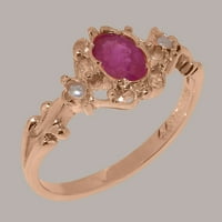 Britanci napravio je 10k Rose Gold Prirodni rubin i kulturni prsten za biserne žene - Opcije veličine