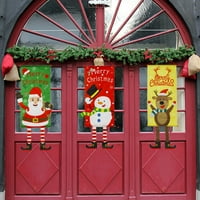 OPVISE MERRY Božić Santa Elk Snowman Print Viseći noge Banner Zastava Xmas Decor Door