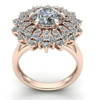 Originalna 1.5CT okrugla reza Dijamantne dame Vintage Cvjetni godišnjica Angažman prsten od punog 18k