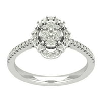 Araiya 10k bijeli zlatni dijamantski prsten za klaster, veličina 6