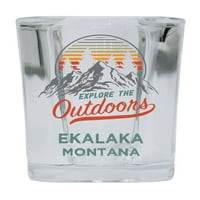 Ekalaka Montana Istražite na otvorenom Suvenir Square Square Base Scale Staklo 4-pakovanje