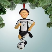 Personalizirana crna uniforma - muški dribbler smeđi božićni ukras - pokloni za fudbalsku reprezentaciju