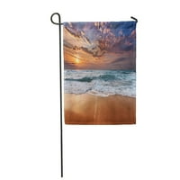 HDR Šarene oceane plaža Sunrise Deep Blue nebo i suncobran zalazak sunca Zastava zastava Dekorativna