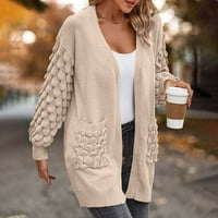 KARDIGAN Džemper za žene čišćenje klasičnih žena zimski džepovi u boji Ležerni dugi rukav dugi džemper