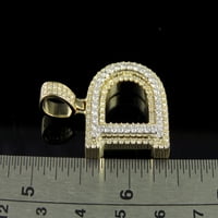 10k žuto bijelo zlato Real Diamond Custom 3D početni d slovi Privjesak 1. CT 1.5