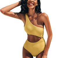Žene kupaći kostimi Ženski kupaći kostim bikini Solid Color Spojen korut za kupaće kostimu Plaža za