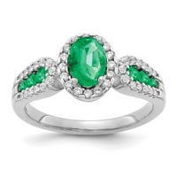 14k bijeli zlatni prsten Great kamen smaragdnog ovalnog zelenog okruglog dijamanta, veličine 7