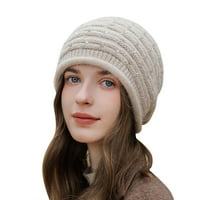 FABIURT Unise kape jesen i zimska vuna pletena šešir hrpa hrpa topla gusta mekana elastična pletena