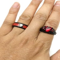 Podudaranje lubanjih prstenova Par prsten pozlaćeni crveni 1. CT CZ Ženski venčani prsten set muški