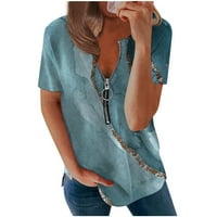 Trendy ljetne košulje Ženske modne ležerne od tiskane majice kratkih rukava s kratkim rukavima, pulover