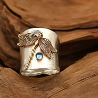Sehao Sterling Srebrni Dragonflys Sapphire Prsten sa dijamantima Jednostavan nakit Popularni dodaci