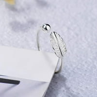 List prsten sretan mali perje otvoreni prsten za prsten za prsten za prsten za žene za žene djevojke godišnjica Valentinovo za rođendanski poklon